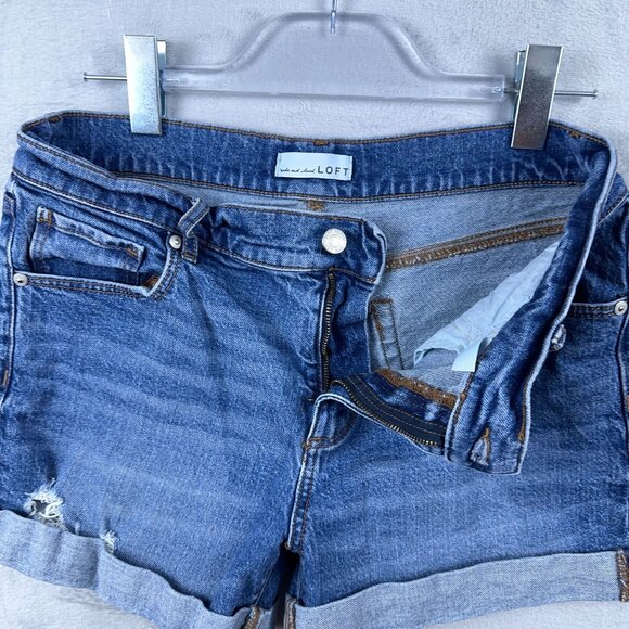 Loft Made And Love Denim jeans Shorts Womens Mid Calf Blue Size 31W - Picture 7 of 9